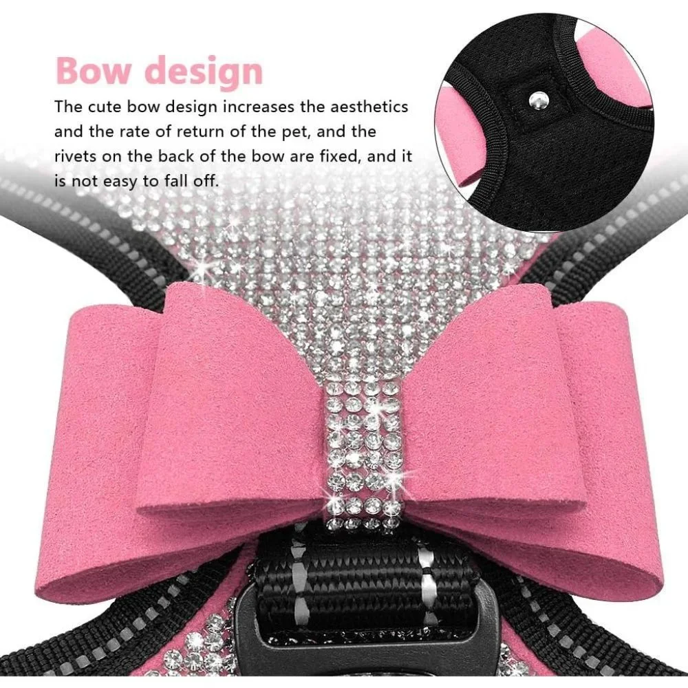 NEW Sparkling Bling Swarovski Crystal Rhinestone Pet Dog Fleece Harness … - Picture 3 of 13